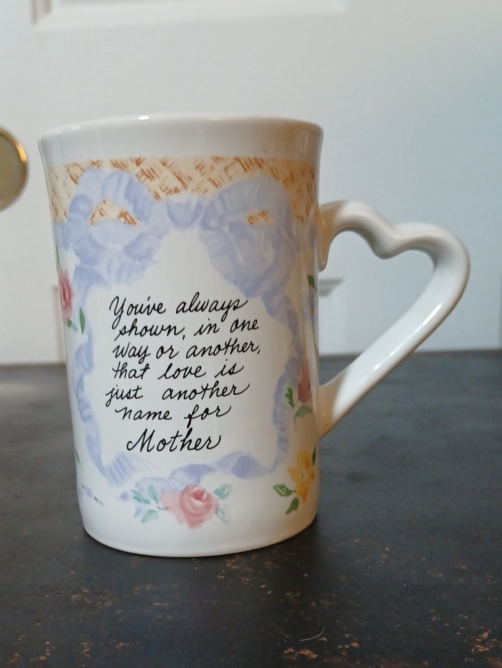 Vintage Russ Floral "Mother" Novelty Mug With Heart-shaped Handle